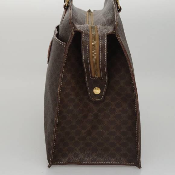 CELINE Macadam Canvas Hand Bag Pvc Leather Brown Gold - Picture 4 of 13